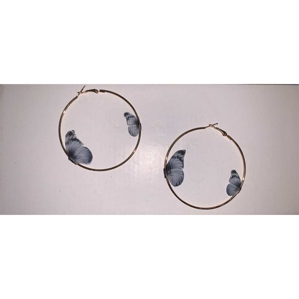 Black Hoop Earrings - Picture 2 of 2